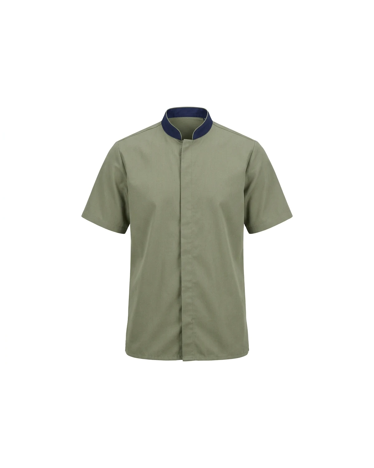 Men's Mandarin Collar Shirt - Short Sleeve (Covered Buttonstand)