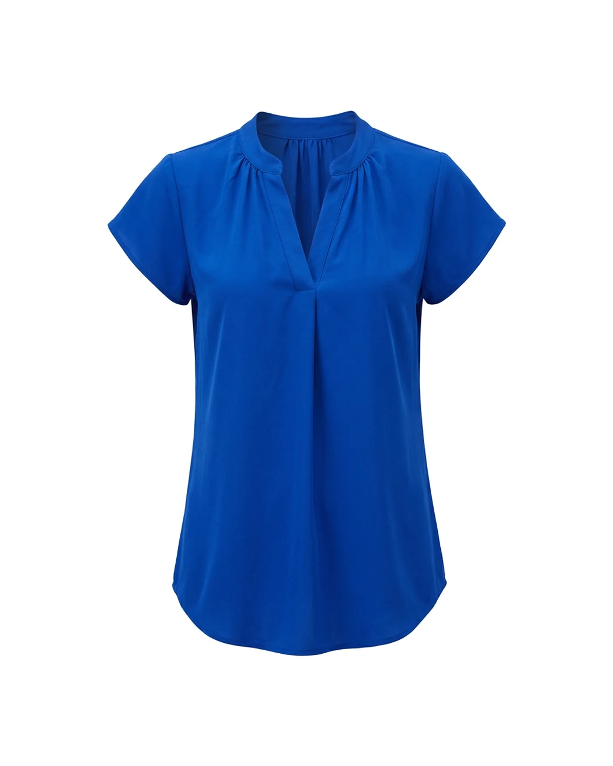 Ladies Mandarin Collar Blouse - Short Sleeve
